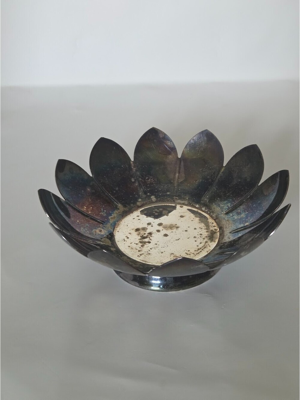 Reed & Barton 3002 Lotus Petal Silverplate Bowl Footed Decorative Dish